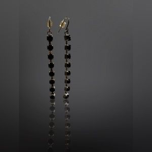 Single Row of Black Rhinestones, 2.5 inches Long